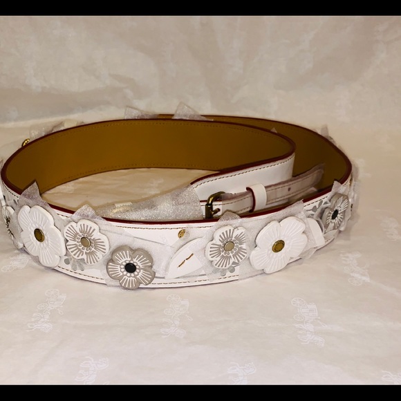 Coach Tea Rose Novelty Bag Strap White New - Picture 6 of 6